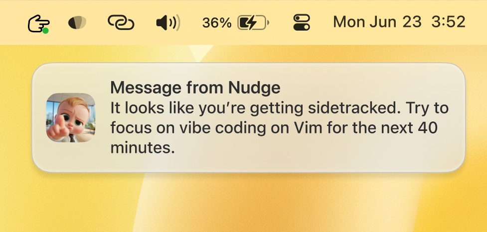 The Nudge widget and notification